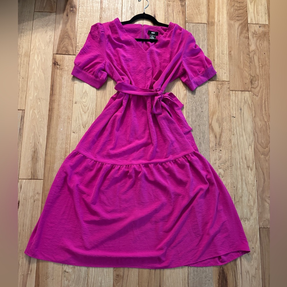 DKNY Vibrant Pink Midi Dress